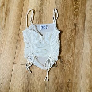 Princess Polly Women’s Cream Sheer Tie Top Size 4 Summer Party Festival